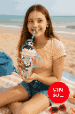 We Bare Bears Seaside Music Festival Plastic Tumbler With Swirly Straw (480ML)