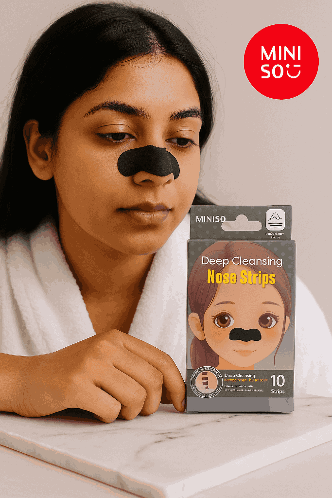 MINISO Nose Strips for Blackheads Remover, Deep Cleansing Nose Strips 10Pcs(Volcanic Mud)