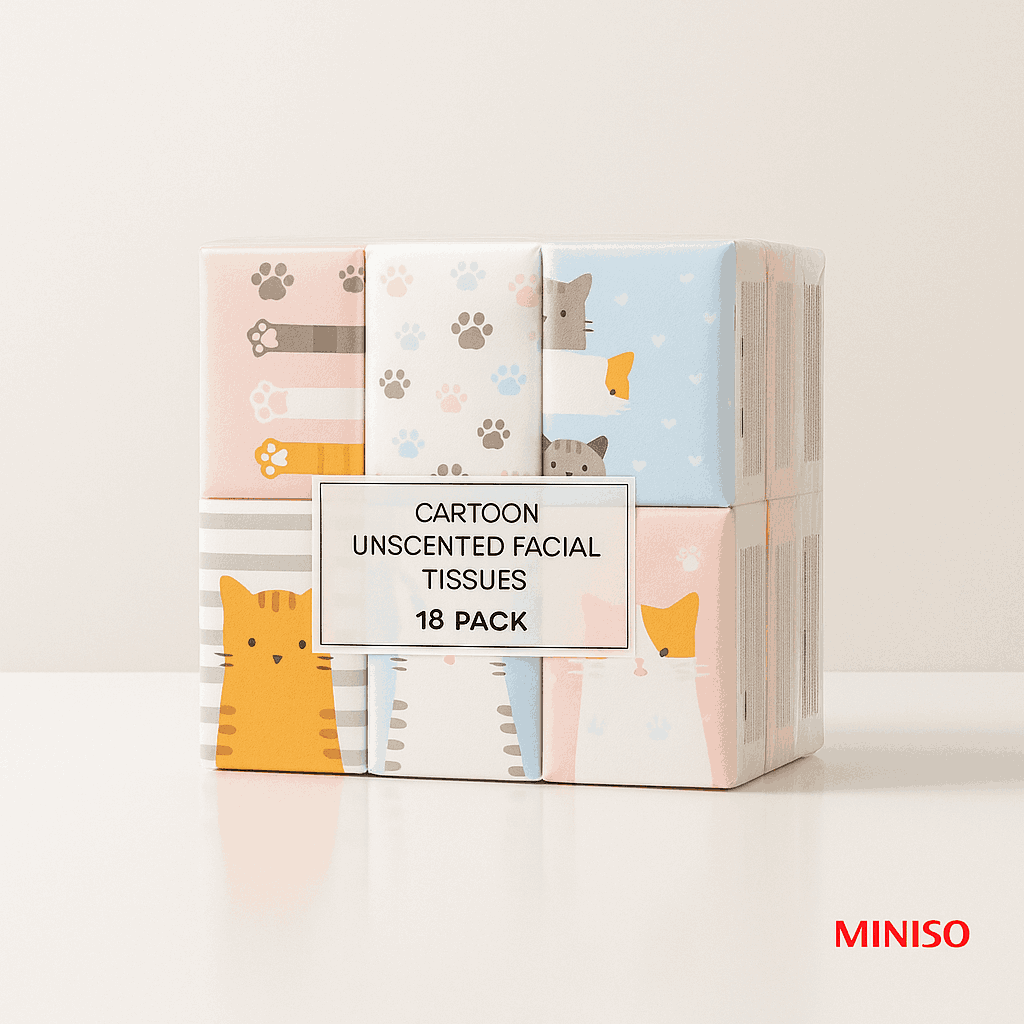 Cartoon Unscented Facial Tissues (18 pac)