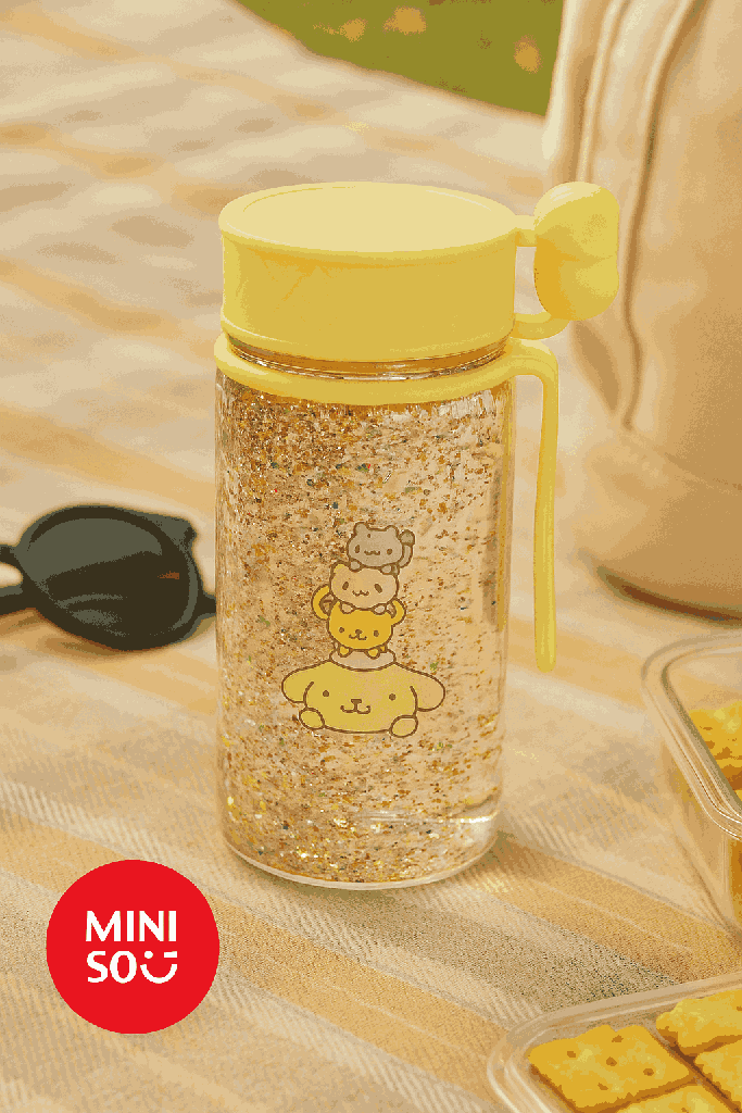 Sanrio Characters Glitter Plastic Water Bottle With Strap (300ML)