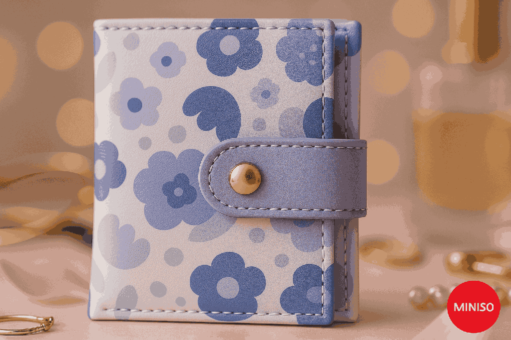 Flower Series Tri-Foil Women's Wallet (Light Purple) Miniso