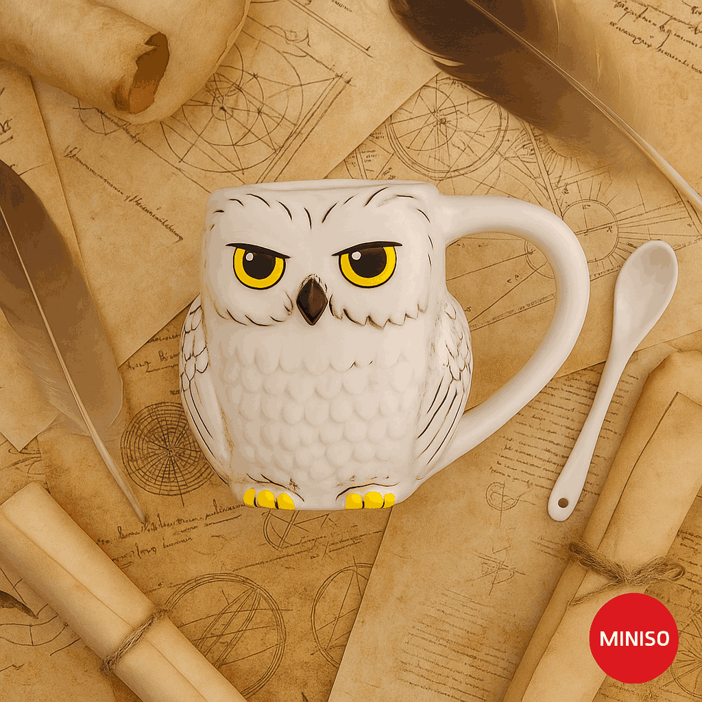 Harry Potter Owl Shape Ceramic Cup With Spoon (800ML)