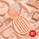 Shell Shape Storage Box Makeup Brushes Set With Mirror (Pink)Miniso