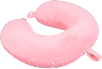 Compact Adjustable Memory Foam Neck Pillow (Pink) Miniso