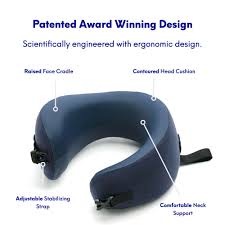 Compact Adjustable Memory Foam Neck Pillow (Navy)