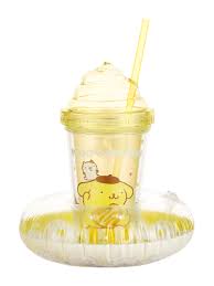 Sanrio Characters Plastic Water Bottle With Straw (320ML) (Yellow)