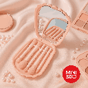 Shell Shape Storage Box Makeup Brushes Set With Mirror (Pink)Miniso
