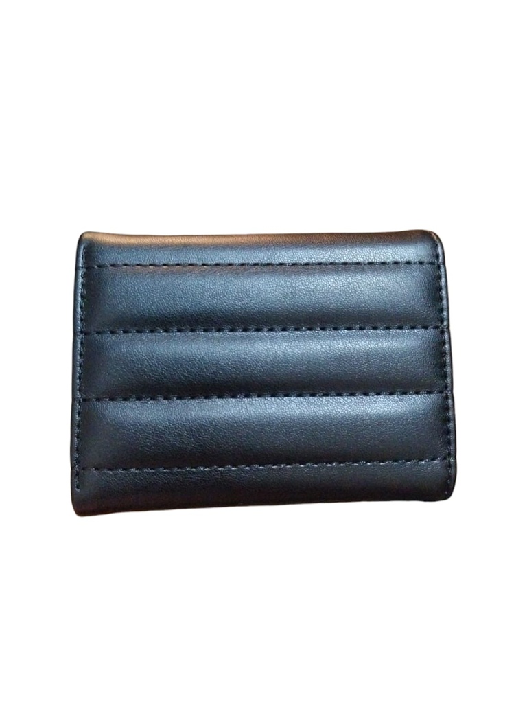 Classic Strip Tri-Fold Zip-Around Women's Wallet (Black)