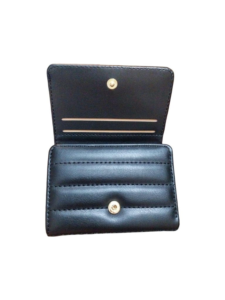Classic Strip Tri-Fold Zip-Around Women's Wallet (Black)