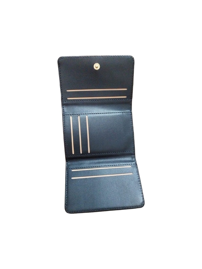 Classic Strip Tri-Fold Zip-Around Women's Wallet (Black)