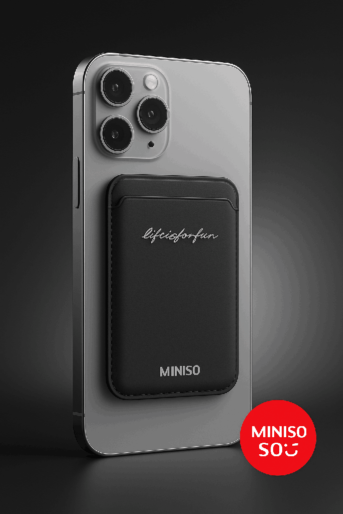 Life Is For Fun Series Magnetic Phone Card Holder(Black)Miniso