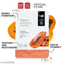 miniso natural beauty facial mask(papaya)Combo Pack