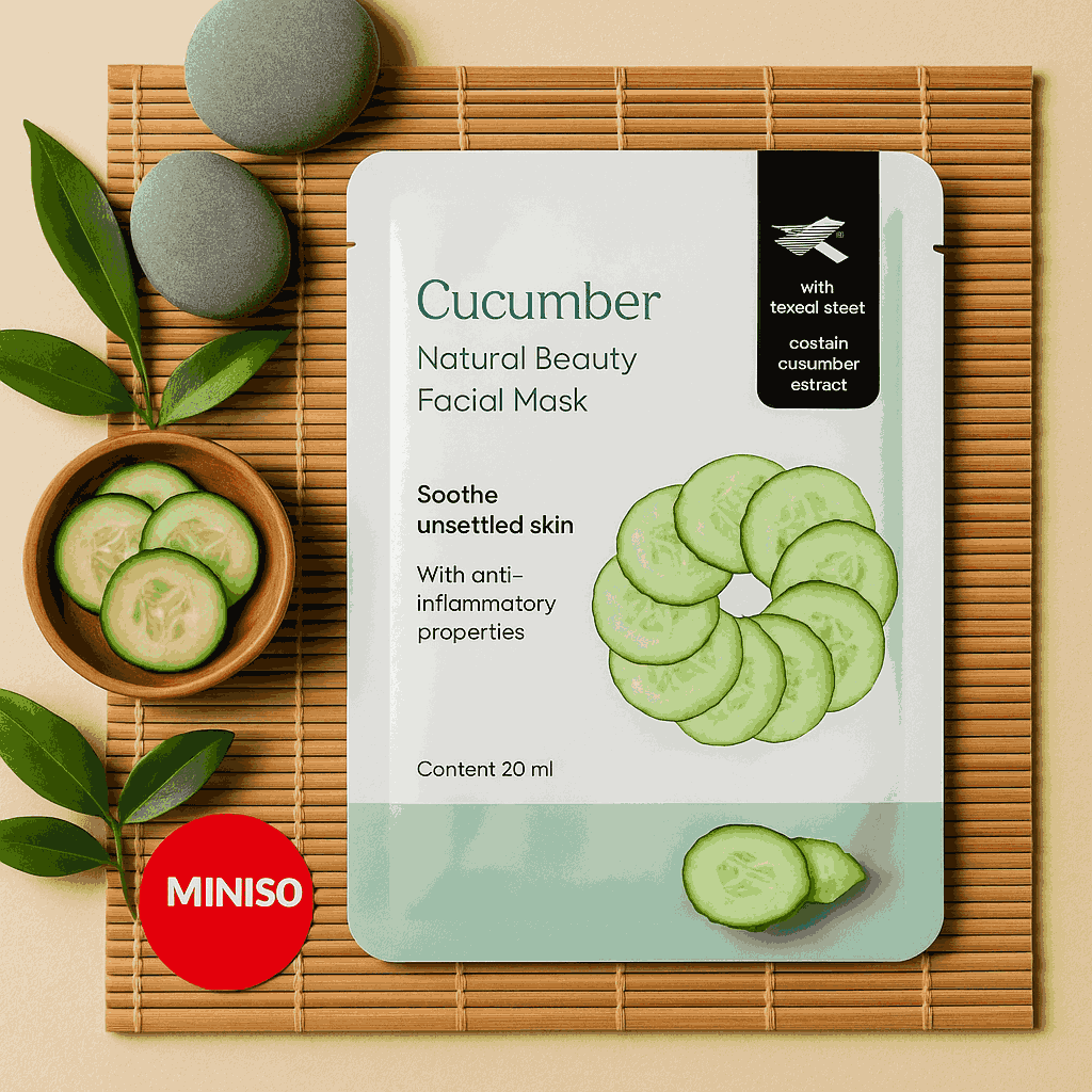 Miniso Natural Beauty Facial Mask(Cucumber)Pack Of Too