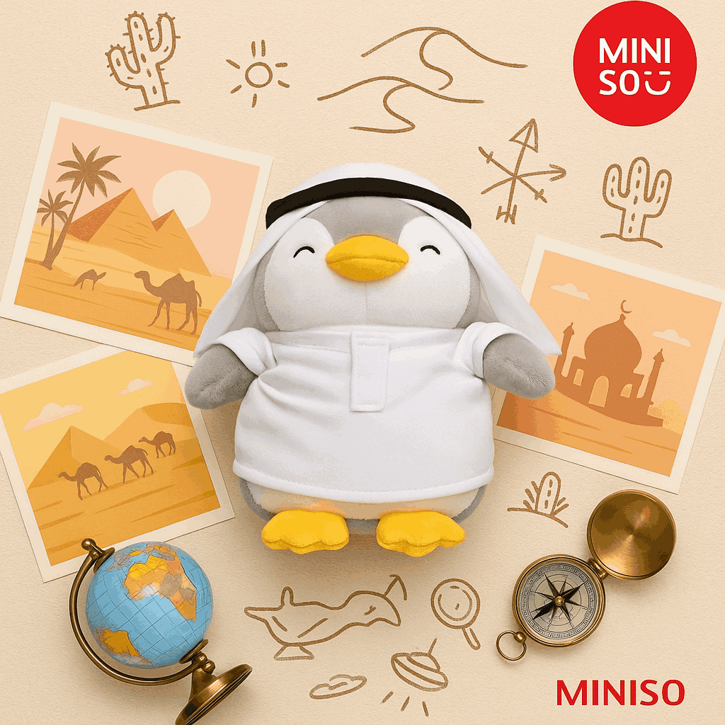 Miniso City Pen Explores The World Series Penguin Plush Toy 25CM (Middle East)