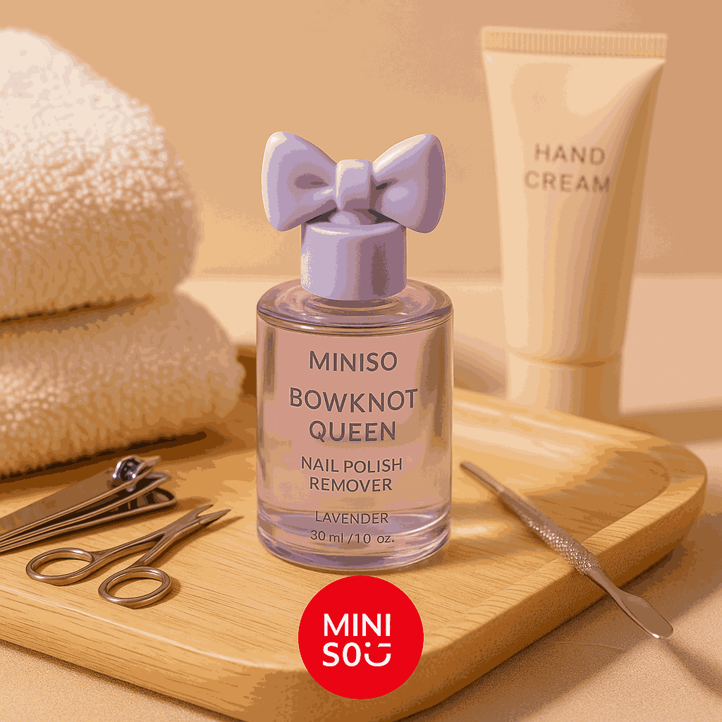 Miniso Bowknot Queen Nail Polish Remover (Lavender)