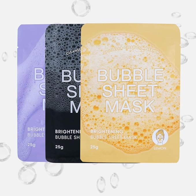 MINISO Face Mask Sheets Micron Poly Bubble Deep Cleansing Pores & Brightening Skin - Charcoal 