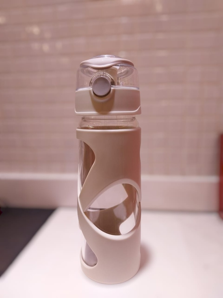 Hourglass Design High Borosilicate Glass Water Bottle (500mL)(White)
