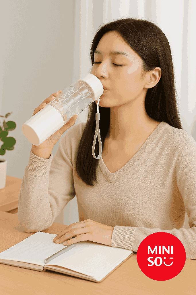 HAPPY High Borosilicate Glass Bottle with Silicone Cover 370mL(Pure White)