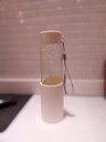 HAPPY High Borosilicate Glass Bottle with Silicone Cover 370mL(Pure White)