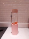 HAPPY High Borosilicate Glass Bottle with Silicone Cover 370mL(Pink)
