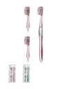 Toothbrush with Replaceable Heads (1 Handle & 3 Heads), Random Colors