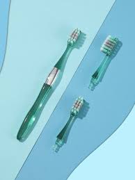 Toothbrush with Replaceable Heads (1 Handle & 3 Heads), Random Colors