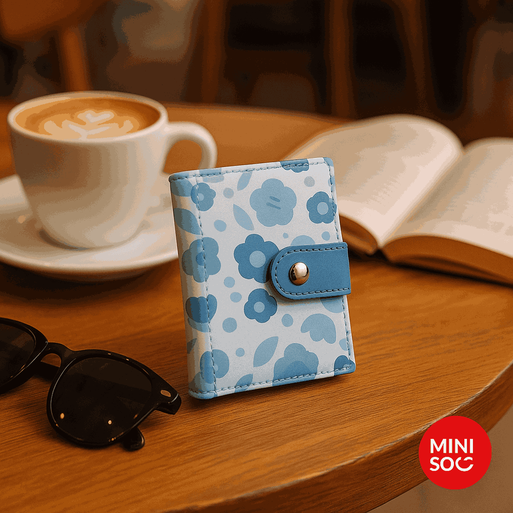 Flower Series Tri-Foil Women's Wallet (Blue) Miniso