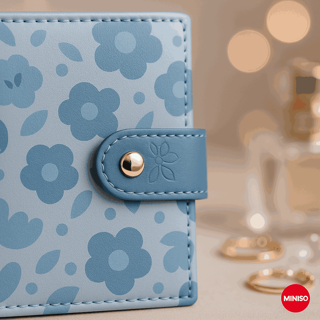 Flower Series Tri-Foil Women's Wallet (Blue) Miniso