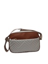 Contrast Color Embroidery Crossbody Bag (Brown) 
