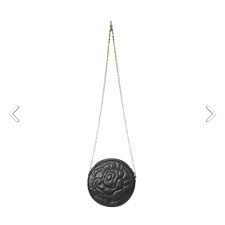 Rose Quilted Round Crossbody Bag With Chain (Black)