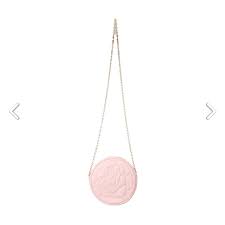 Rose Quilted Round Crossbody Bag With Chain (Pink)