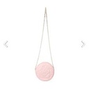 Rose Quilted Round Crossbody Bag With Chain (Pink)