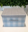 Blue Checkered Series Storege Box With Lid Miniso