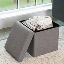 Square Folding Ottoman Storoge Box (Grey)