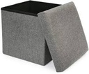 Square Folding Ottoman Storoge Box (Grey)
