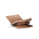 Woman,s Cute Fuzzy Bear Zip Around Zip Short Bifold Wallet (Brown)