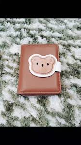 Woman,s Cute Fuzzy Bear Zip Around Zip Short Bifold Wallet (Brown)
