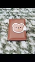 Woman,s Cute Fuzzy Bear Zip Around Zip Short Bifold Wallet (Brown)