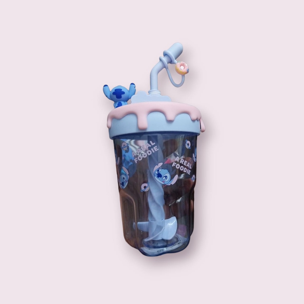 Disney Stitch Dinner Party Collection Water Bottle With Stlr Straw 560ML