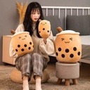 Beverages Series Milk Tea Pillow with Little Bear Straw(Coffee) 