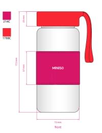 Solid Color Series 2.0 High Borosllcate Glass Tumbler With Handle (470ML)(Rosy) Miniso