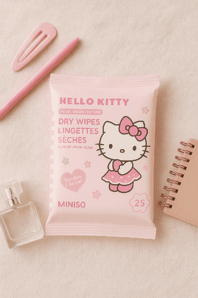 Hello Kitty Pearl Grain Texture Dry Wipes (25 Wipes)