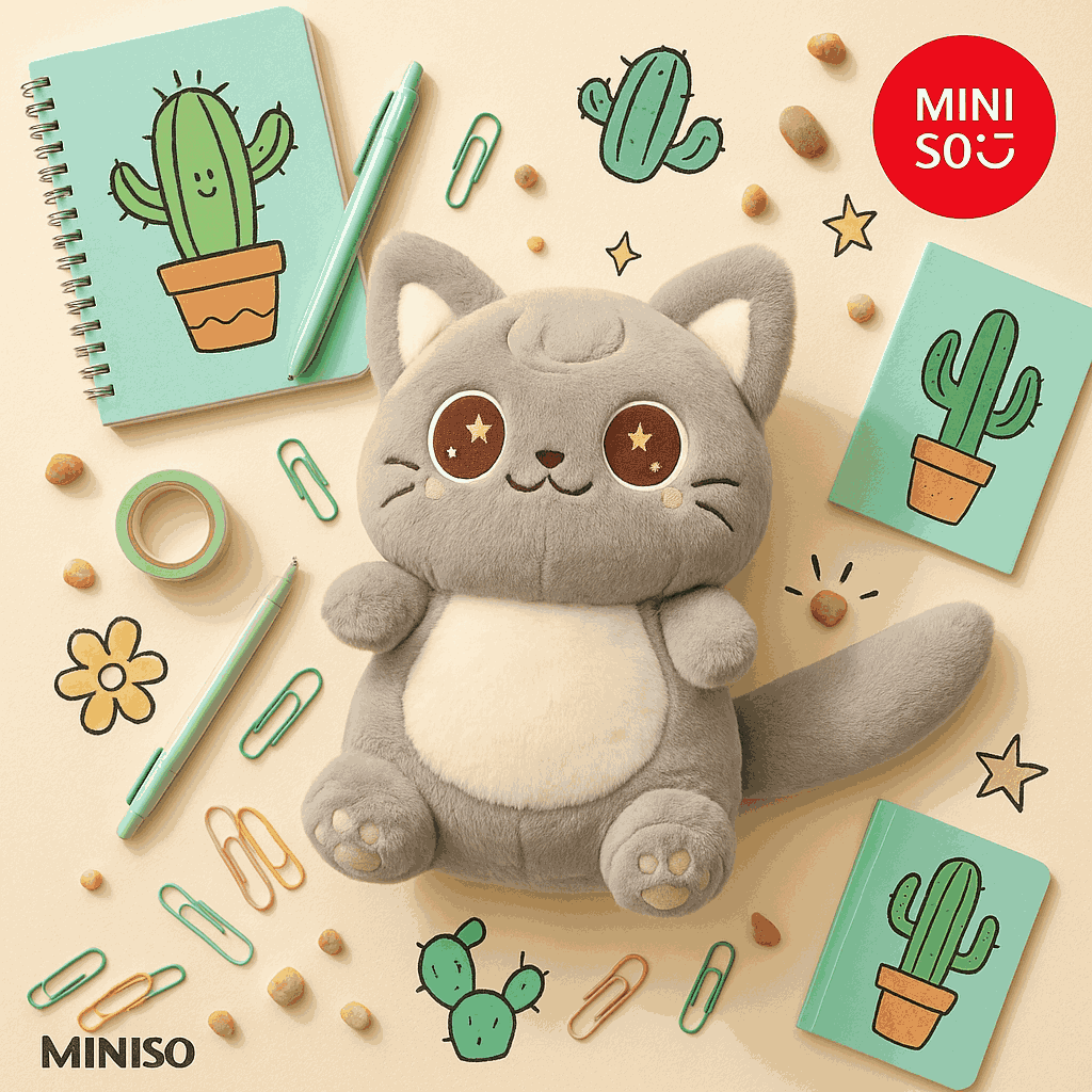 Miniso Desert Cat Series Plush Toy 33cm (Grey)