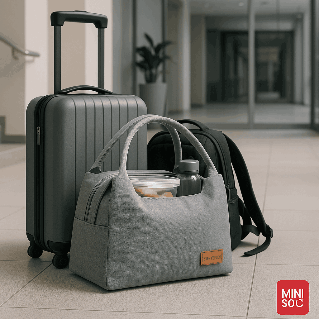 Large Capacity Solid Color Lunch Bag (Grey)