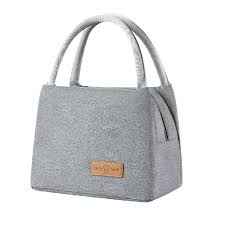 Large Capacity Solid Color Lunch Bag (Grey)