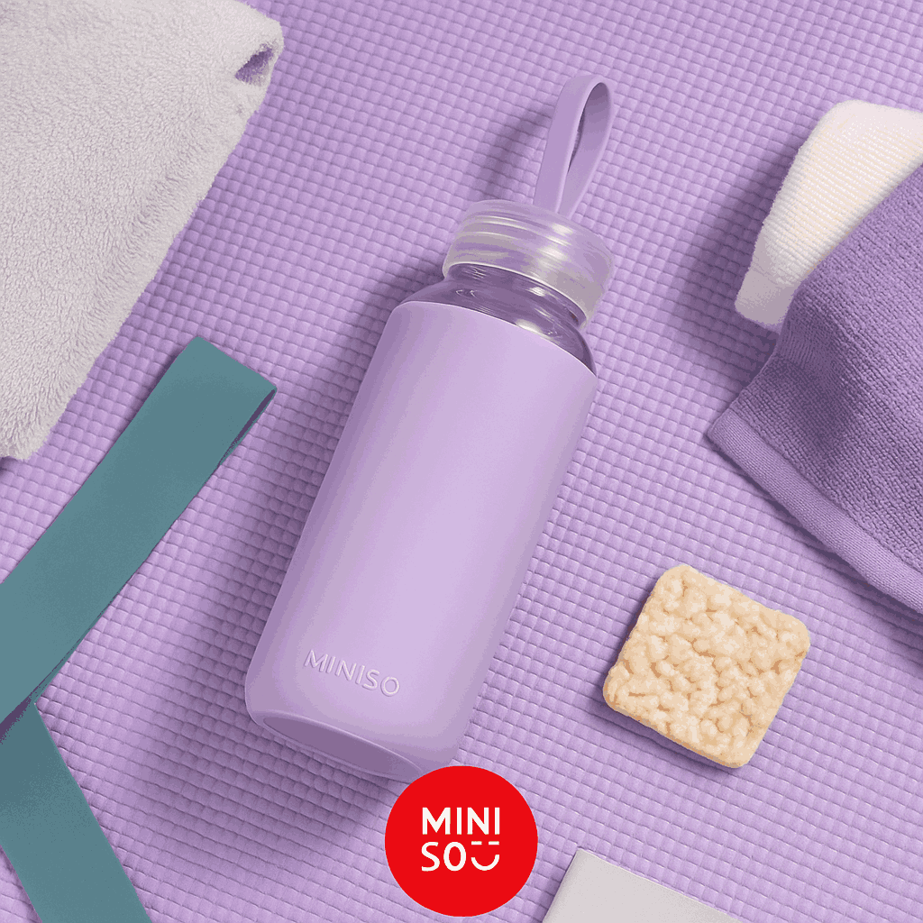 Glass Bottle with Silicone Cover 300mL(Purple)