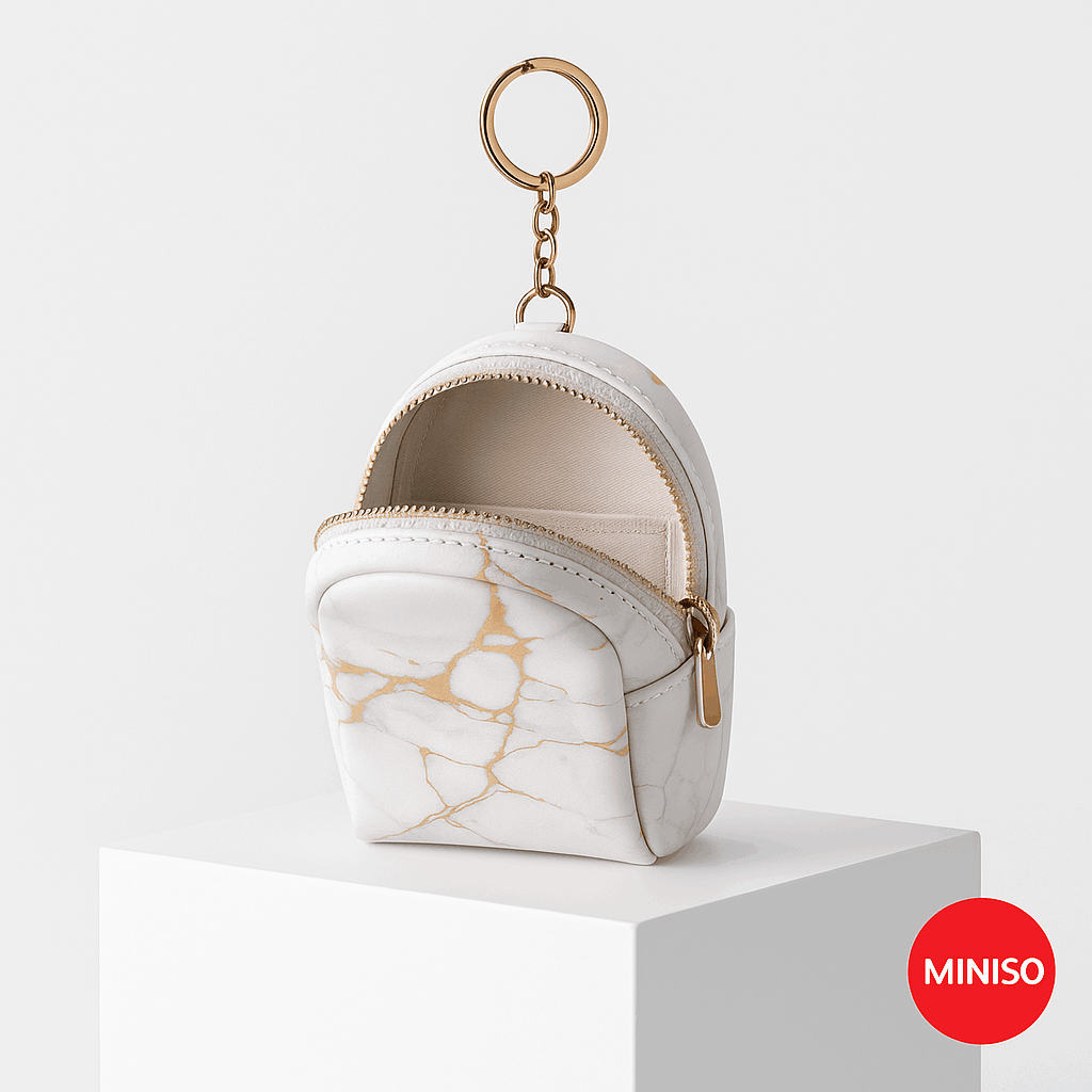 Mini Backpack Style Coin Purse(Marble Pattern)White