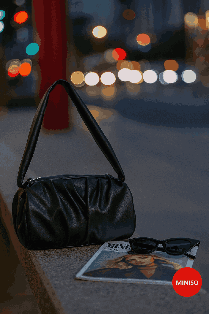 Pleated Handbag(Black)