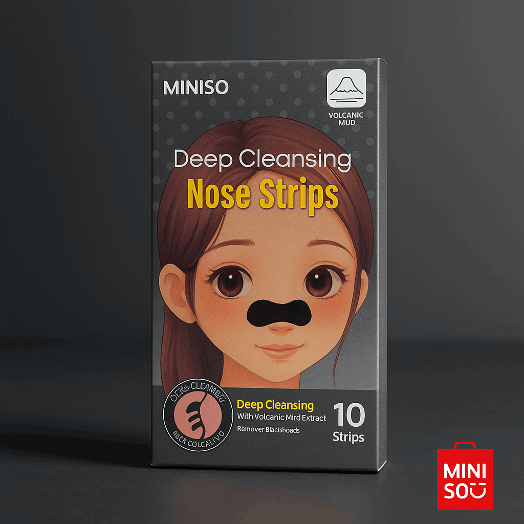 MINISO Nose Strips for Blackheads Remover, Deep Cleansing Nose Strips 10Pcs(Volcanic Mud)