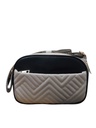 Contrast Color Embroidery Crossbody Bag (Black) 
